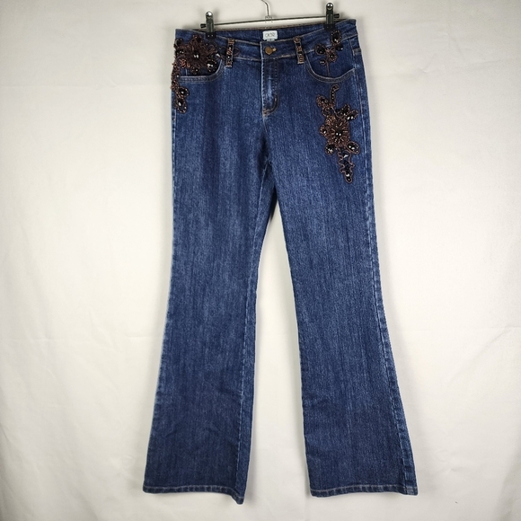 Cache Denim - Cache Elaborate Jewel Embellish Embroidery Western Cowgirl Flair Jeans Sz 8 Y2K